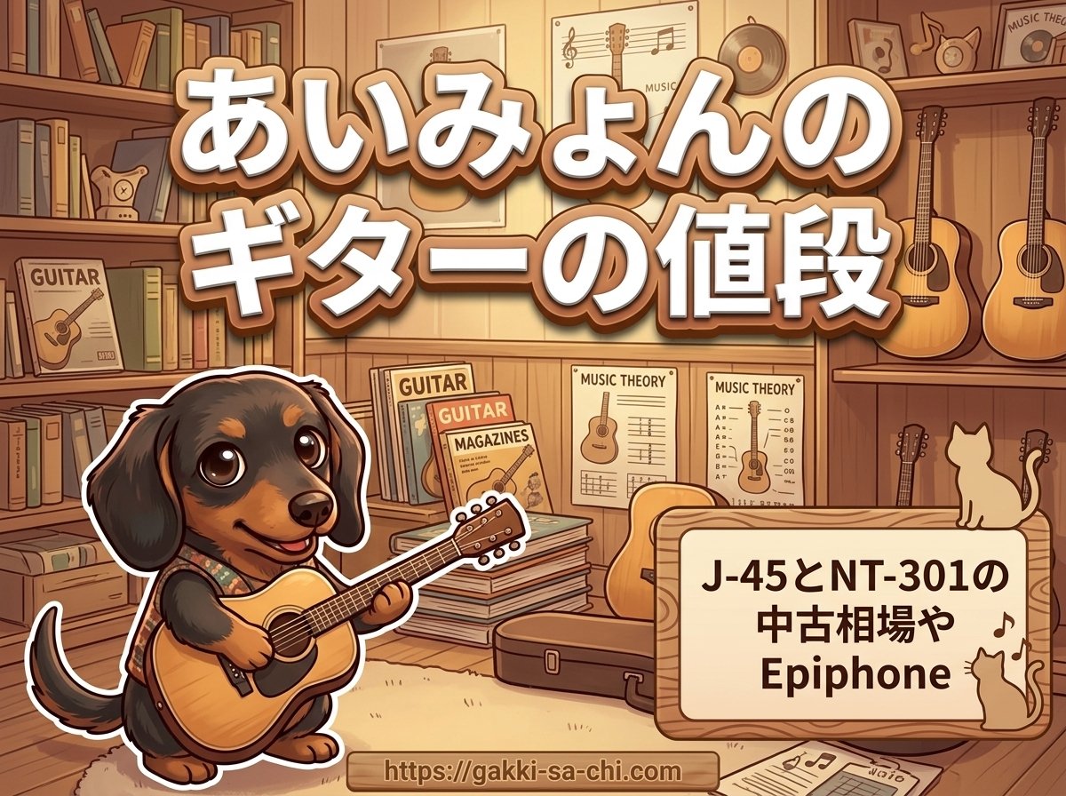 あいみょんのギターの値段】J-45とNT-301の中古相場やEpiphone